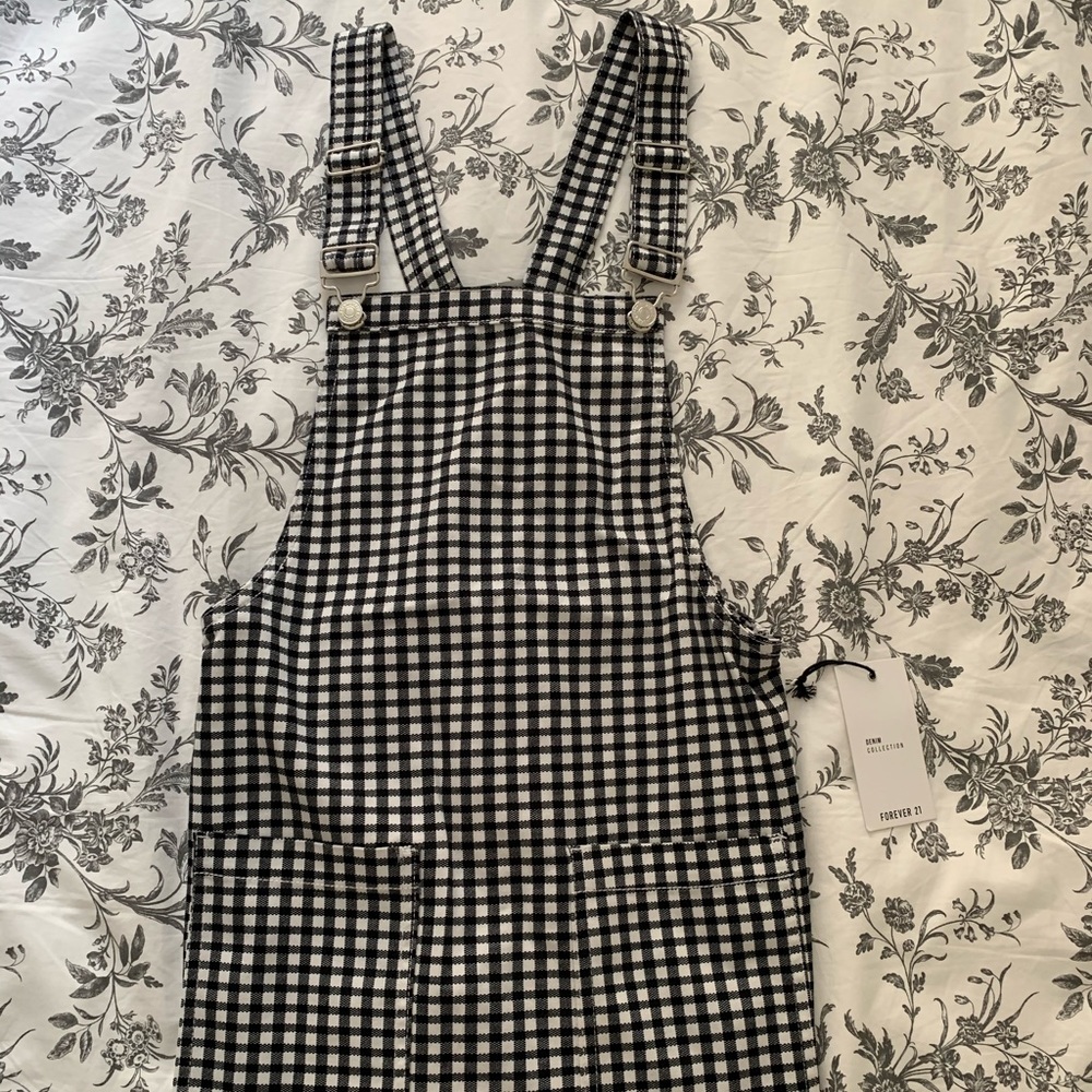 Gingham Overalls Dress